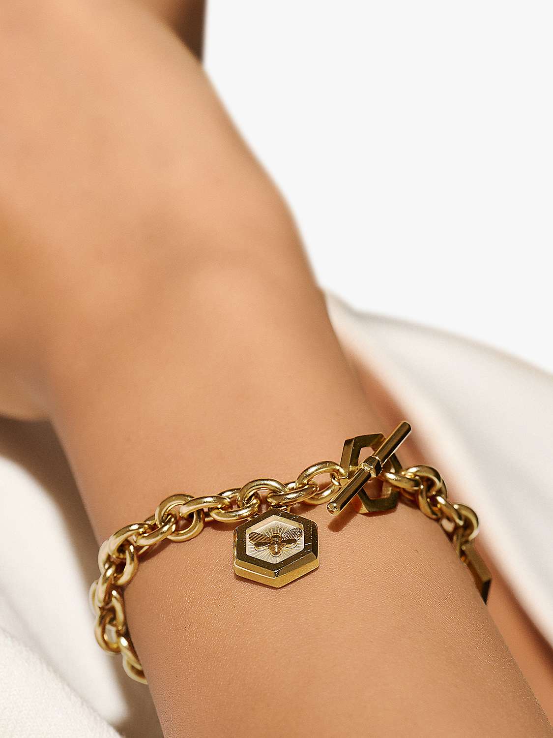 Buy Olivia Burton Bee & Honeycomb T-Bar Bracelet, Gold Online at johnlewis.com