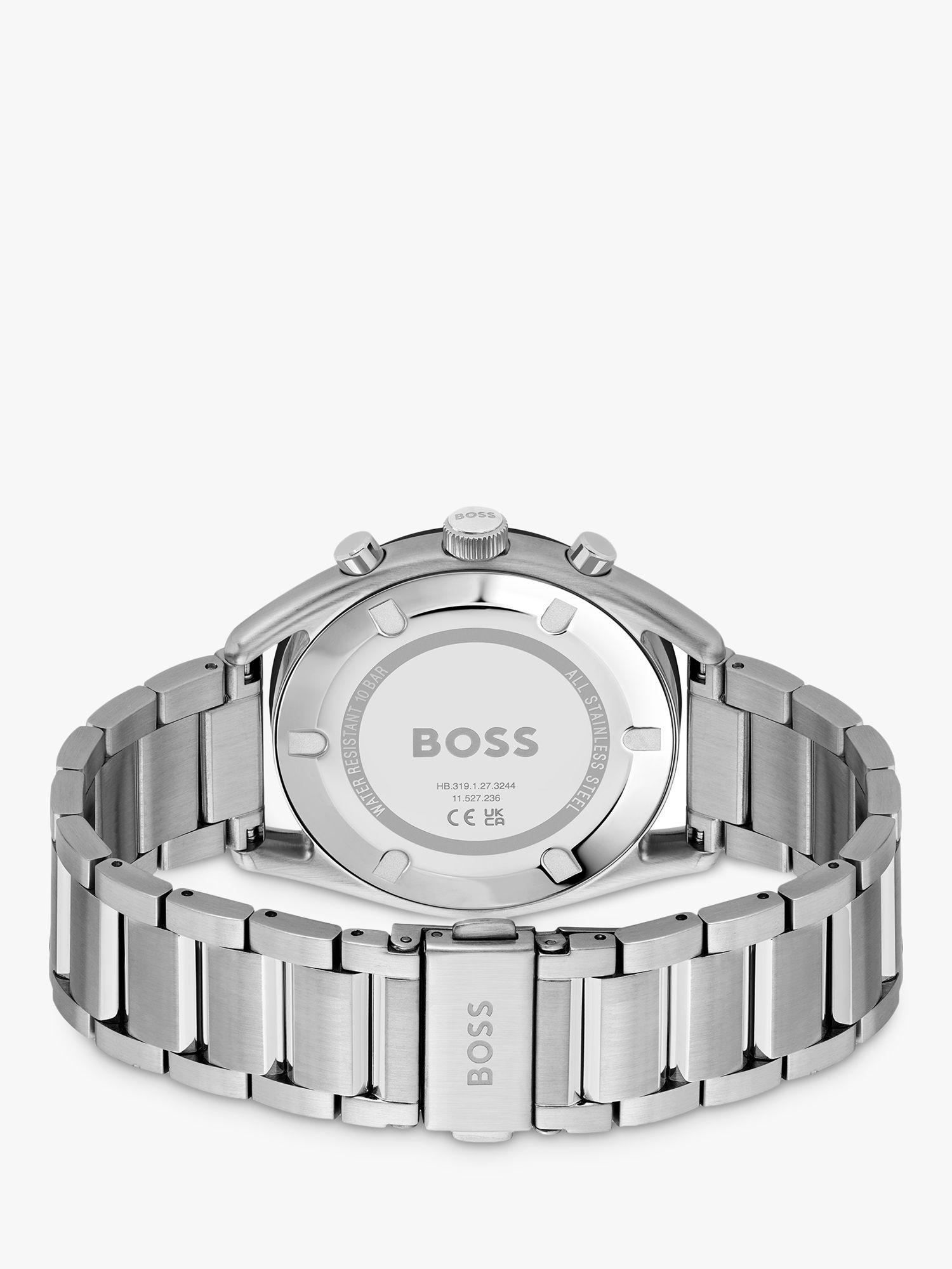 Strap Men\'s Chronograph John & at Lewis Partners Top Bracelet Watch, Silver/Blue BOSS 1514093