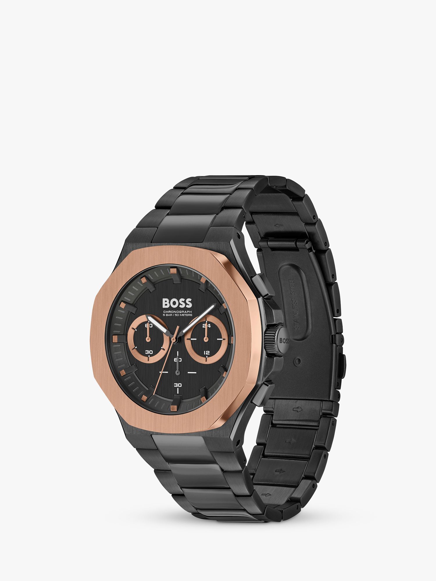 Buy BOSS 1514090 Men's Taper Chronograph Bracelet Strap Watch, Black Online at johnlewis.com