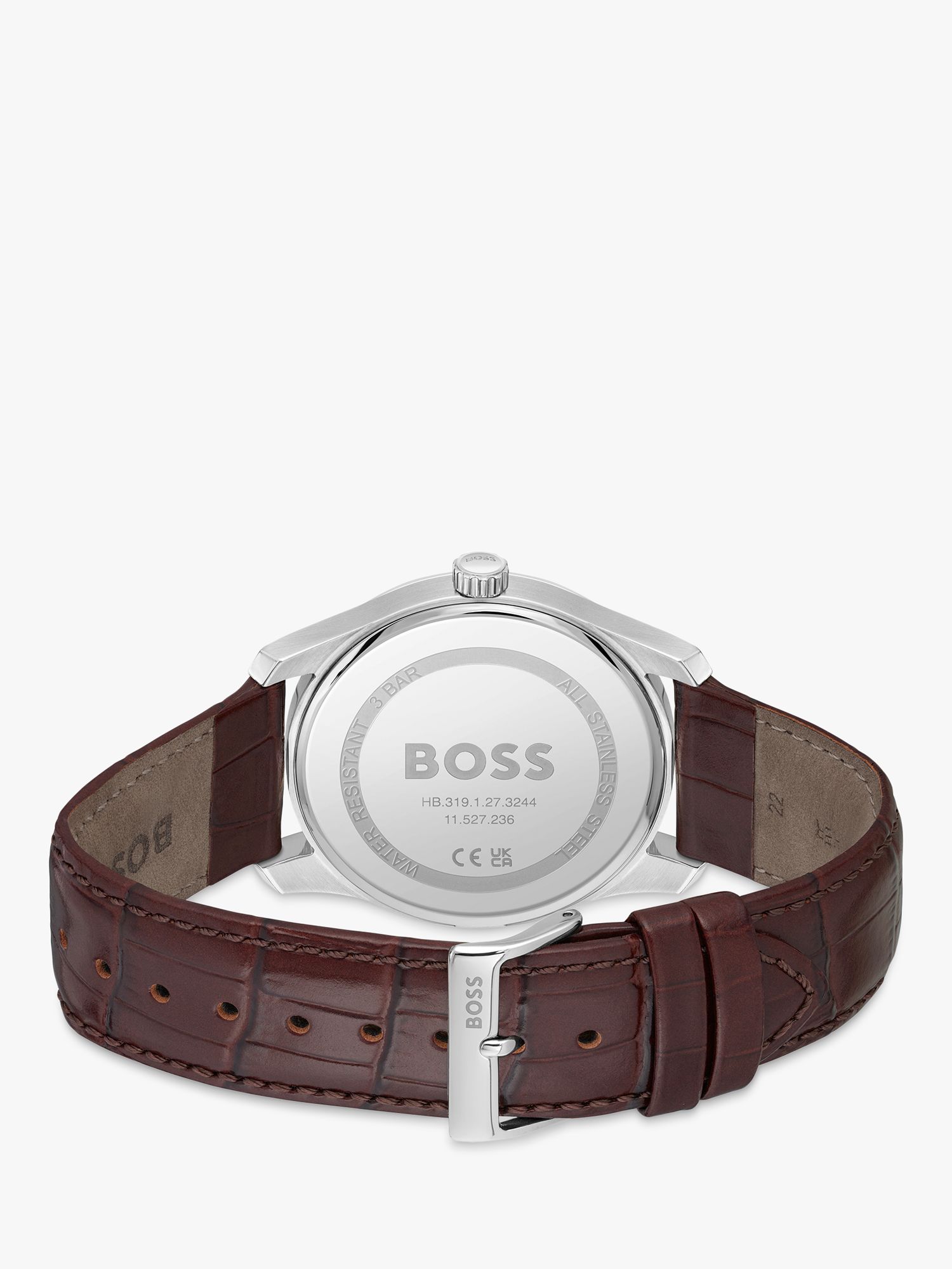 BOSS 1514114 Men\'s Principle Leather Strap Watch, Brown at John Lewis &  Partners