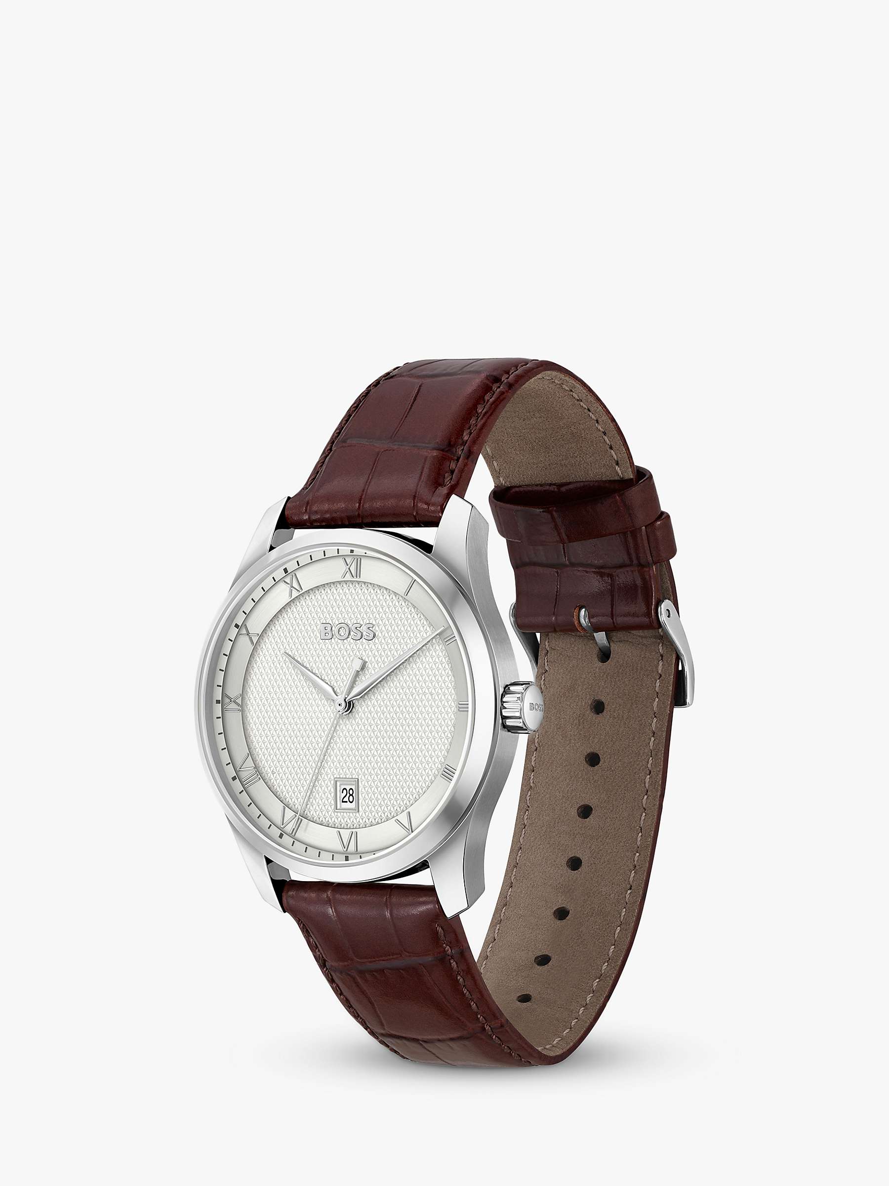 Buy BOSS 1514114 Men's Principle Leather Strap Watch, Brown Online at johnlewis.com