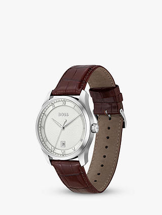 BOSS 1514114 Men's Principle Leather Strap Watch, Brown