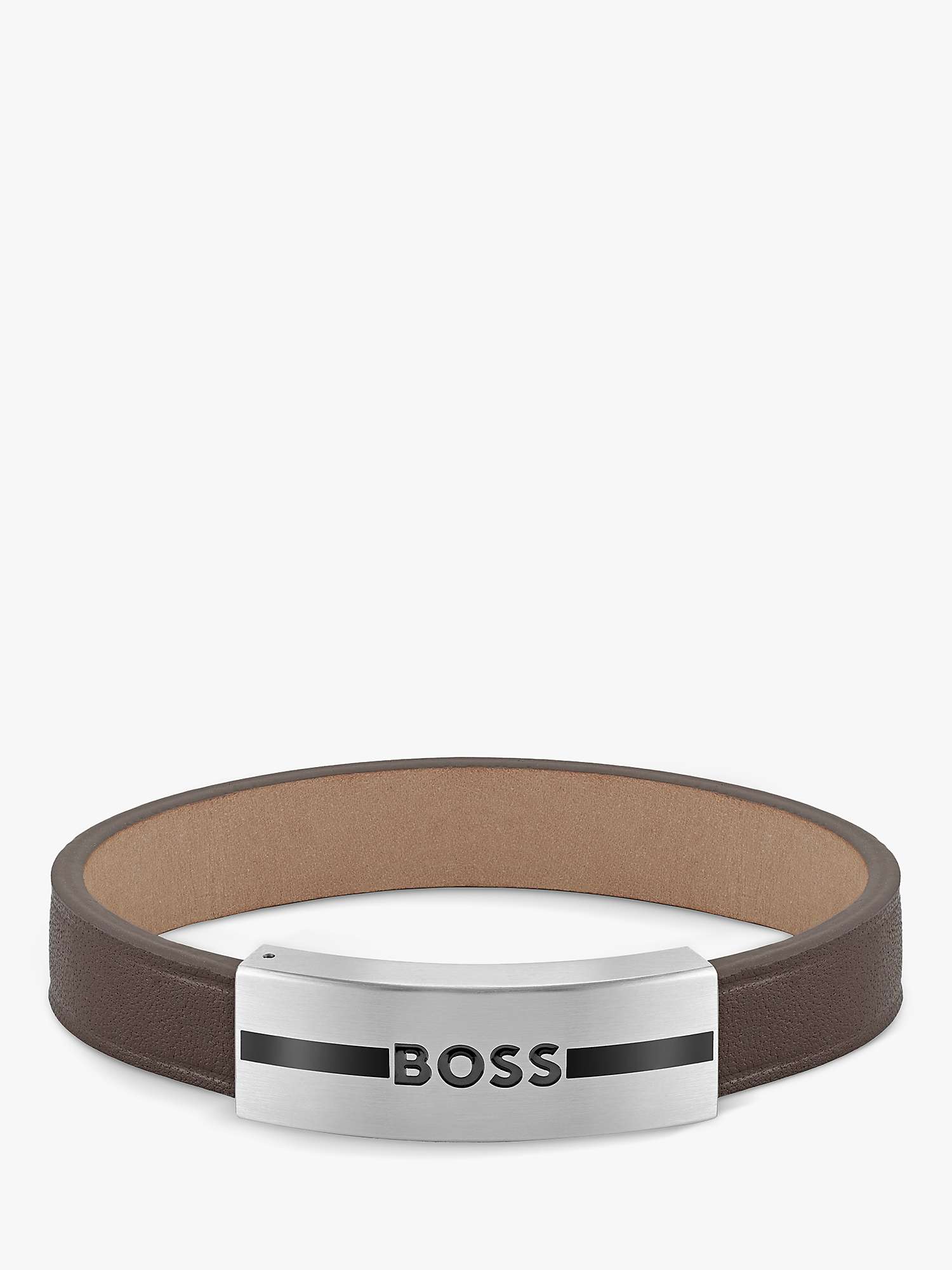 Buy BOSS Men's Luke Leather Bracelet Online at johnlewis.com