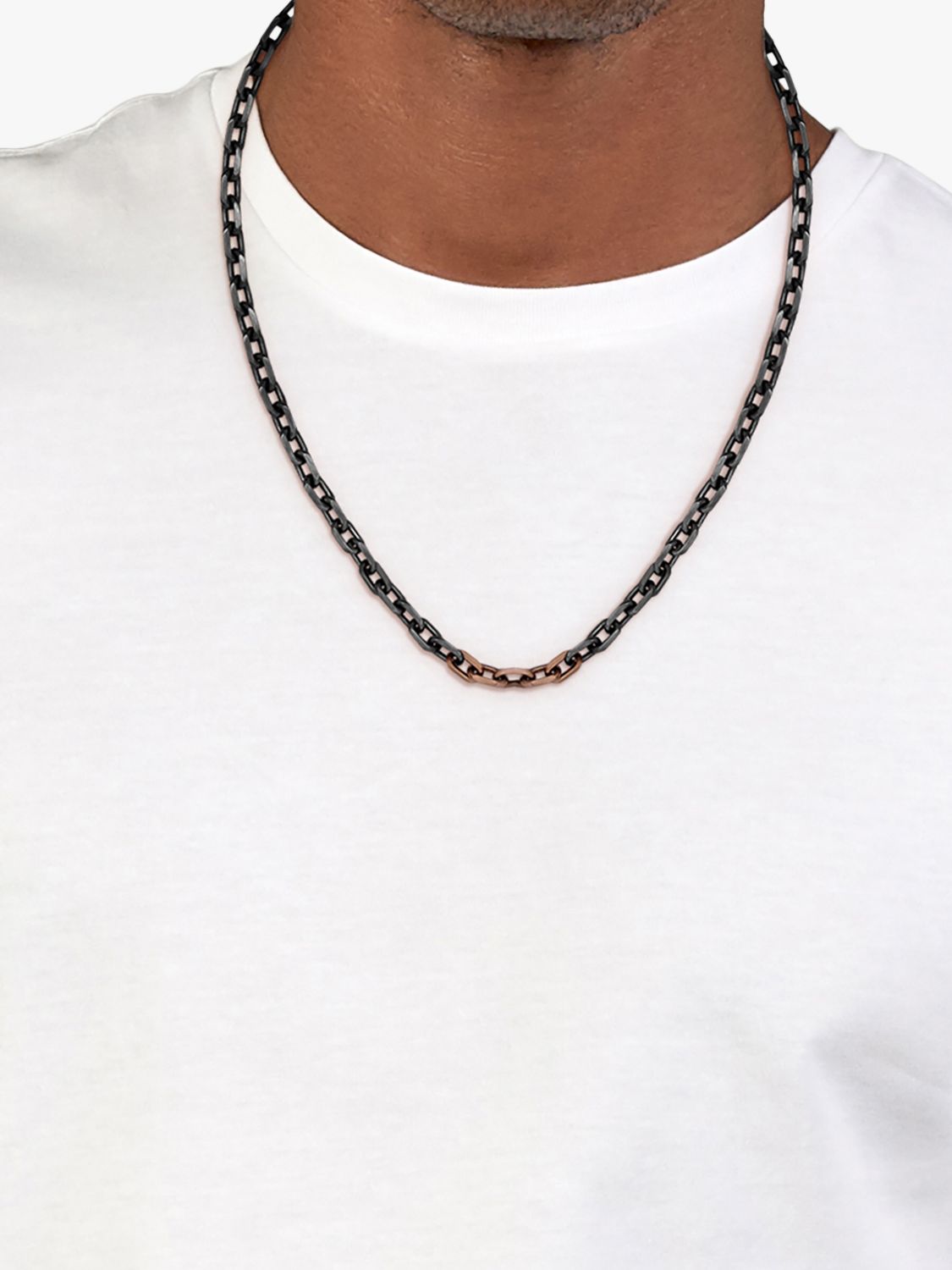 Buy BOSS Men's Kane Chain Necklace, Black/Copper Online at johnlewis.com