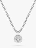 BOSS Men's Compass Pendant Necklace, Silver