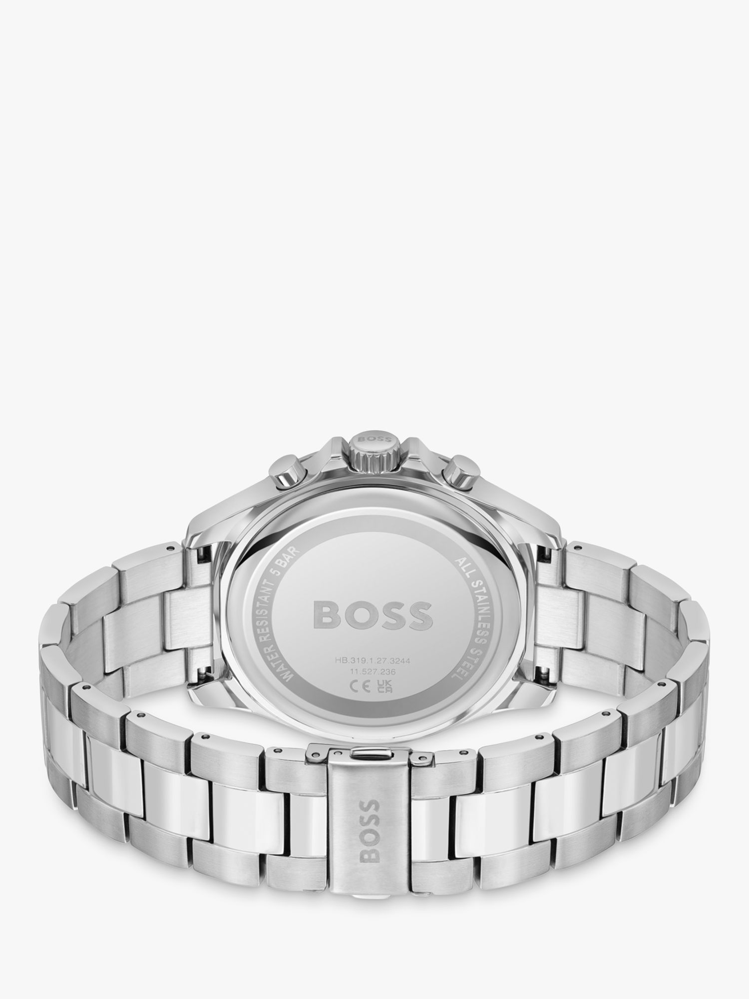 BOSS Men's Troper Chronograph Bracelet Strap Watch, Silver/Black 1514108