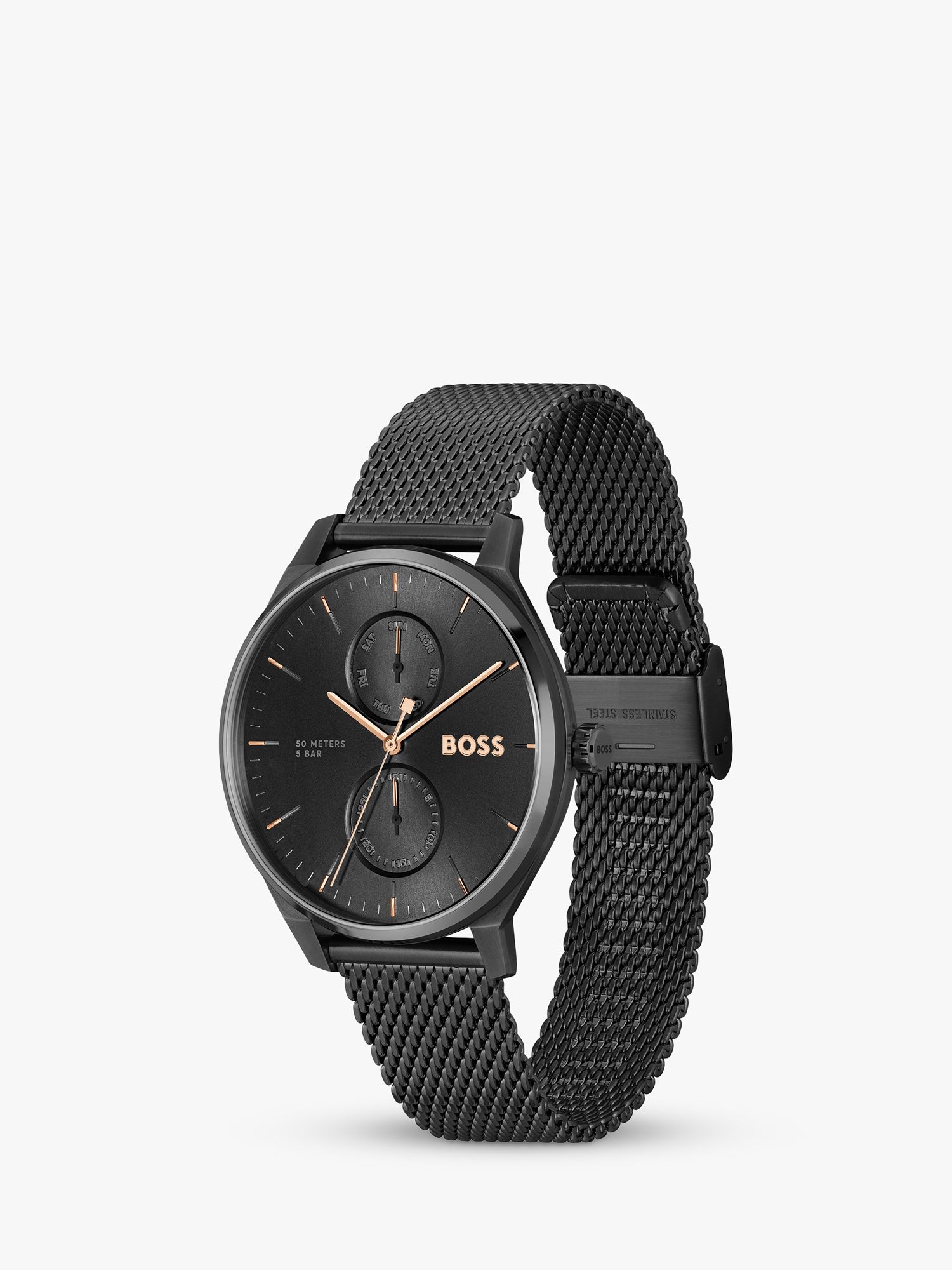 Buy BOSS 1514105 Men's Tyler Mesh Strap Watch, Black Online at johnlewis.com