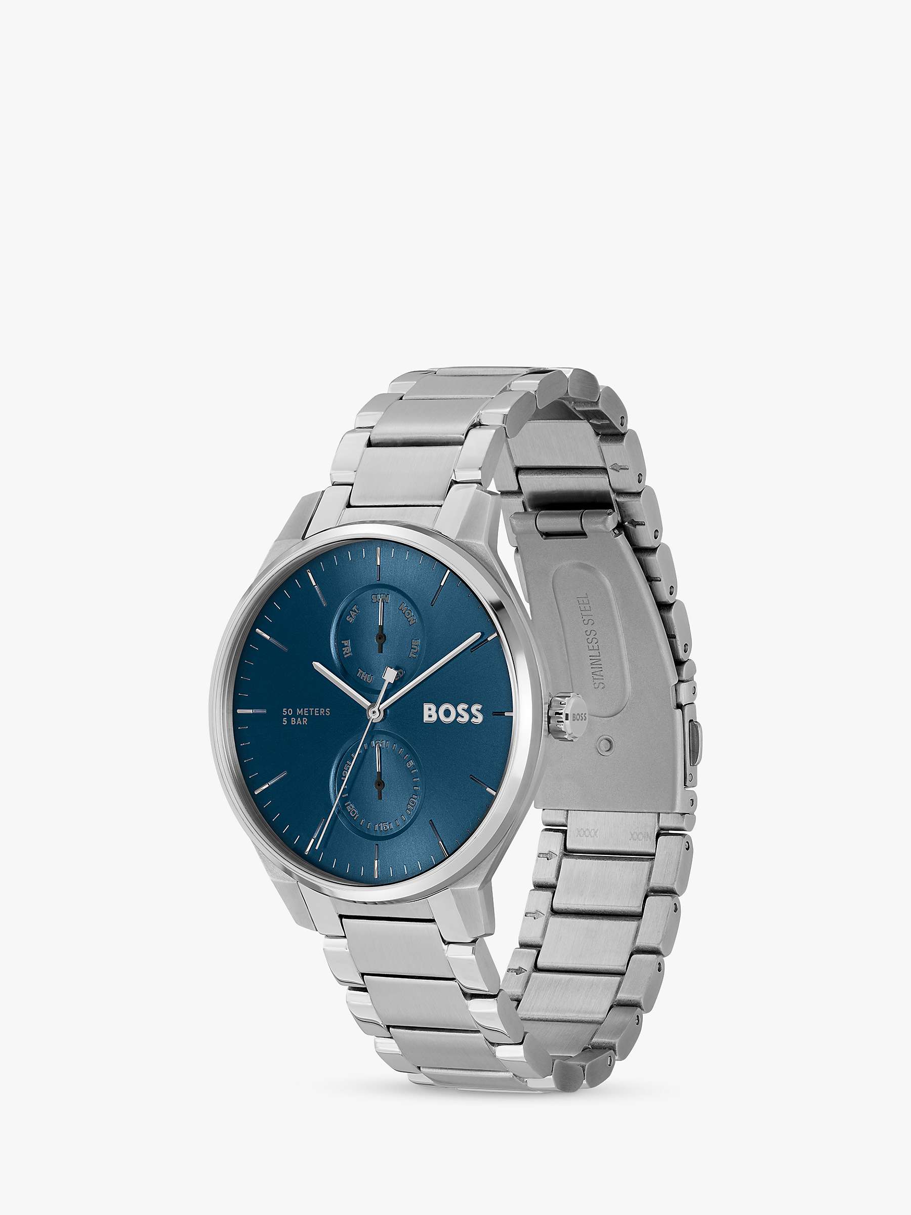 Buy BOSS 1514106 Men's Tyler Bracelet Strap Watch, Silver/Blue Online at johnlewis.com
