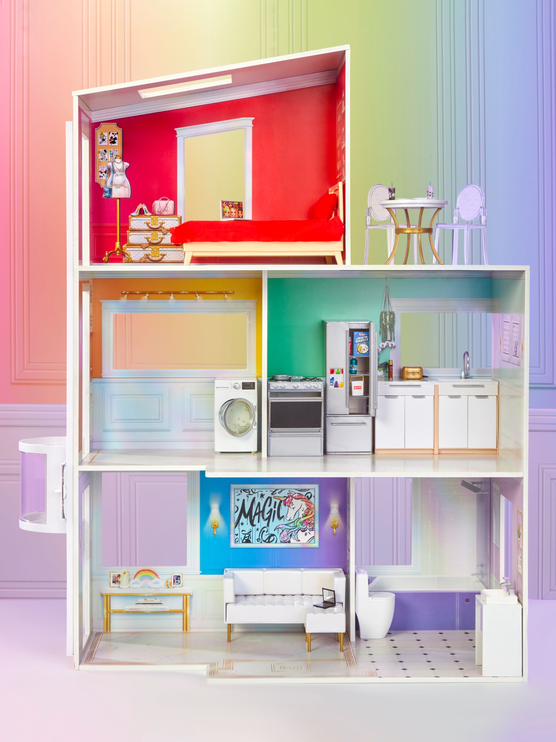 Rainbow High Townhouse 3-Story Wooden Doll House