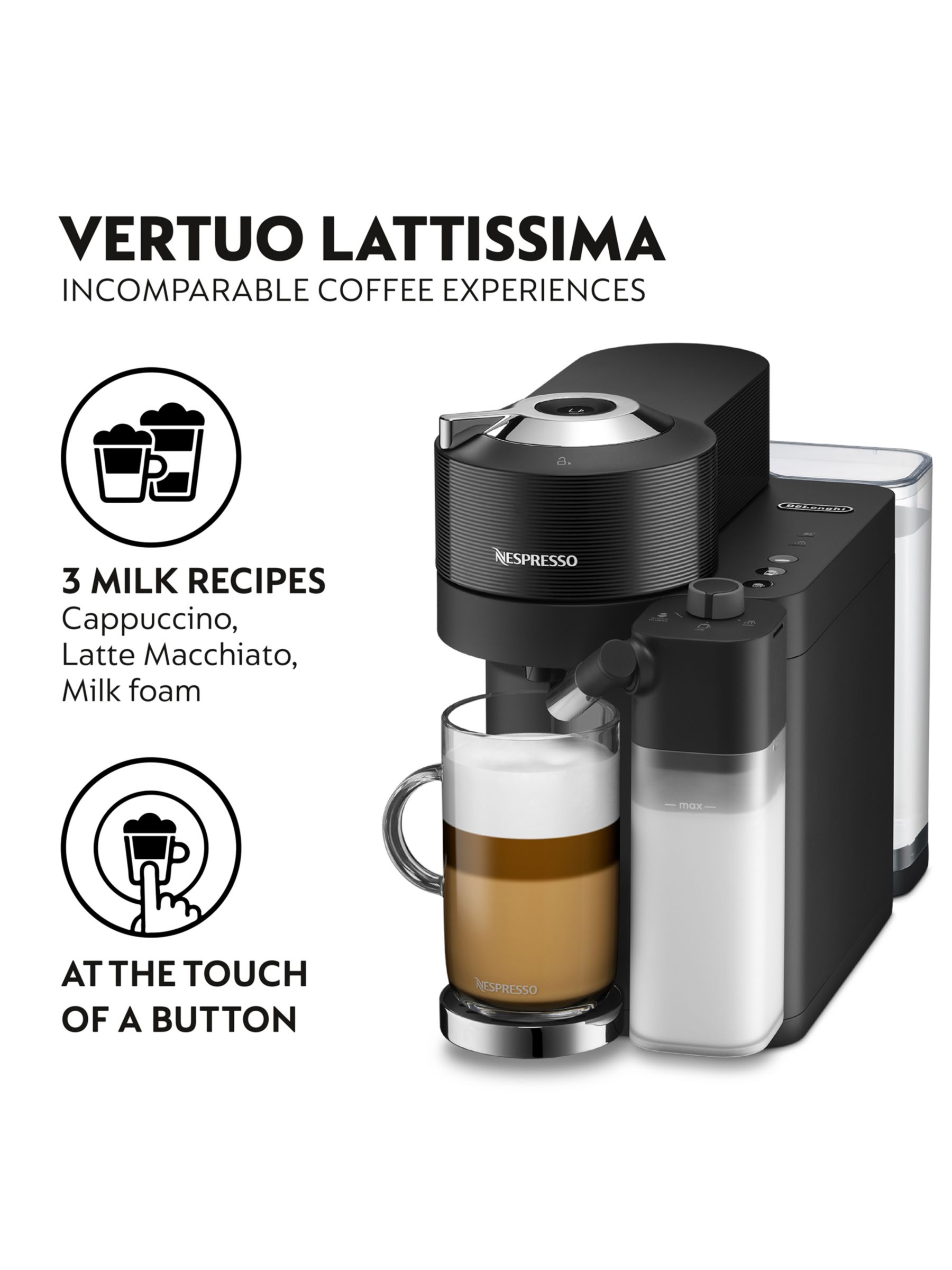 Pot à lait noir Delonghi Nespresso Machine à café Vertuo