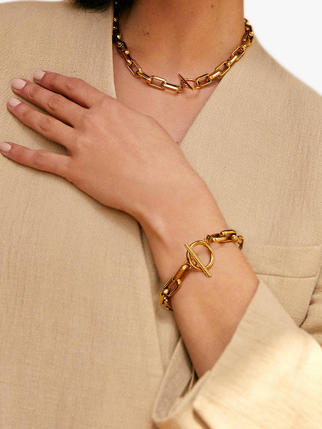 Orelia Luxe Linear Link T-Bar Bracelet, Gold