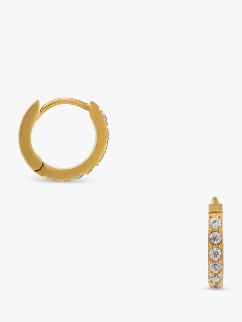 Orelia Luxe Pave Huggie Hoop Earrings, Gold
