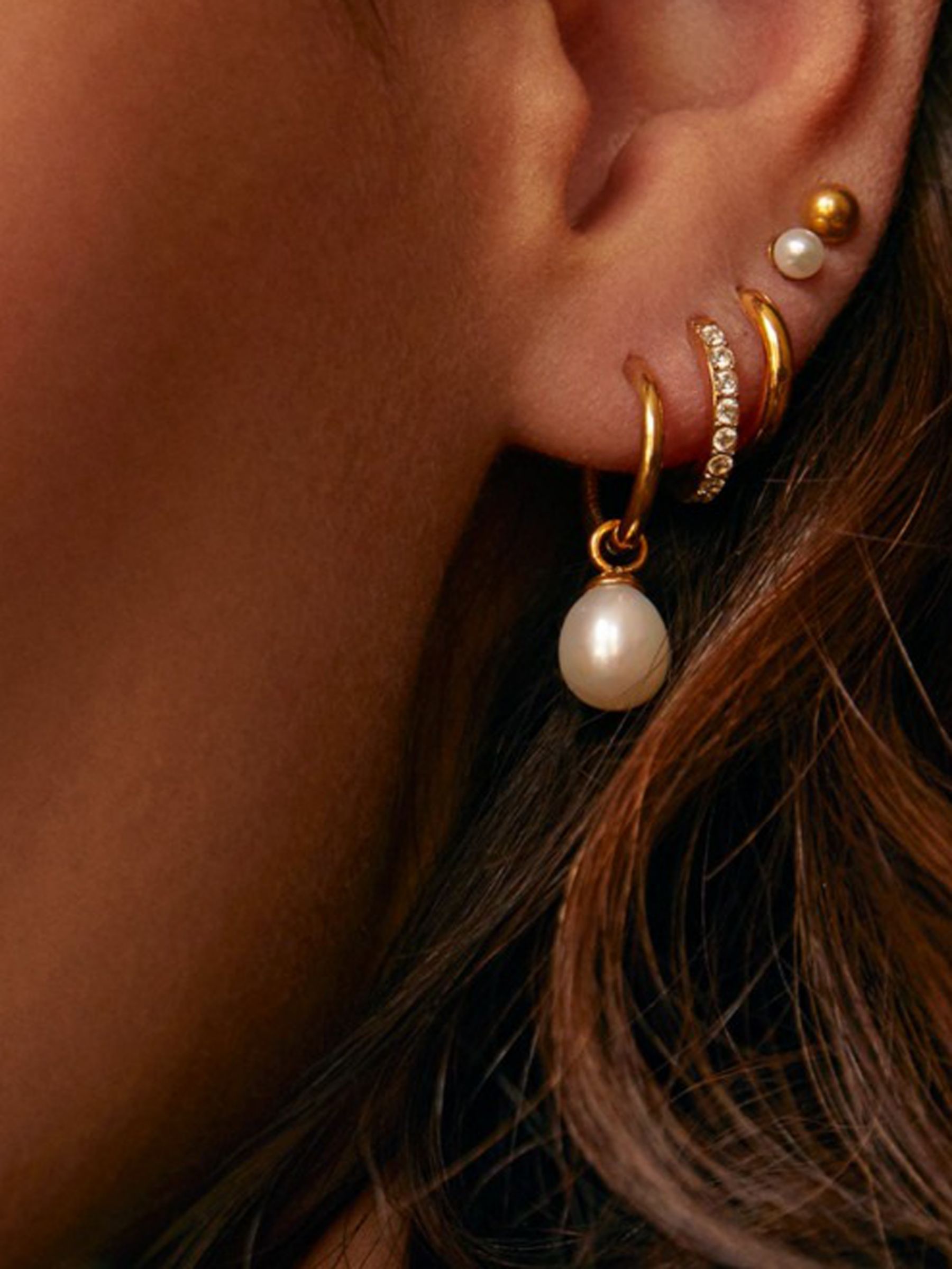 Orelia Luxe Pave Huggie Hoop Earrings, Gold