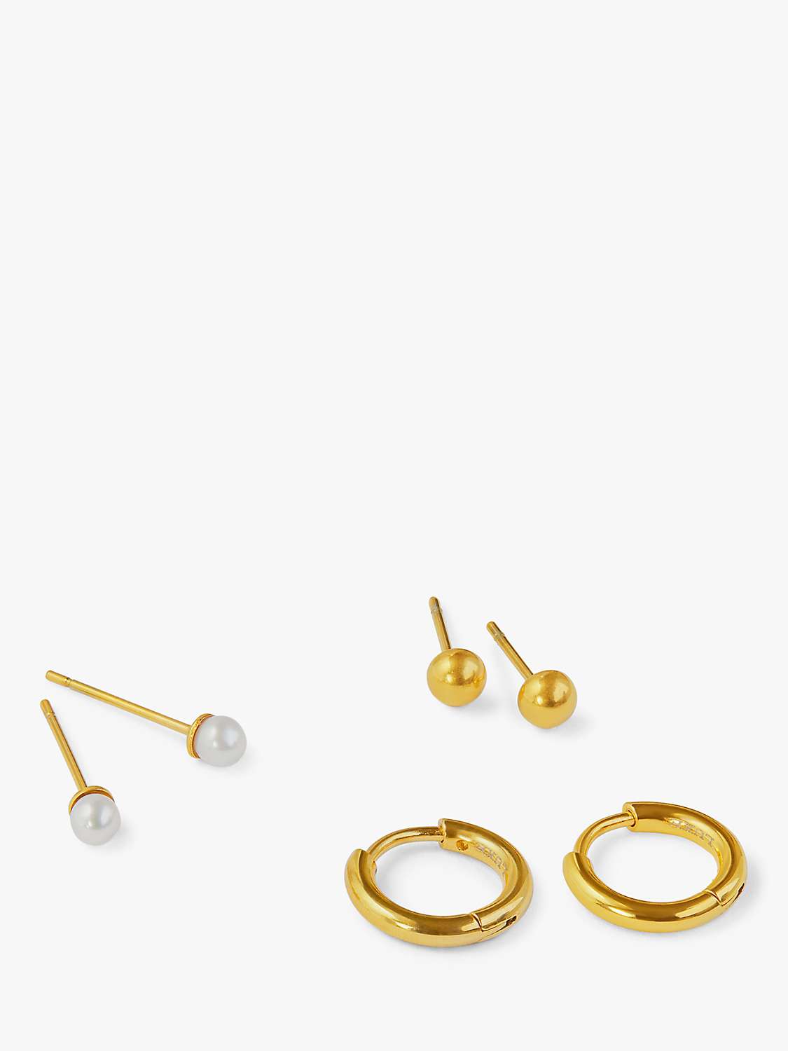 Buy Orelia Luxe Pearl Stud and Huggie Hoop Earrings, Pack of 3, Gold Online at johnlewis.com