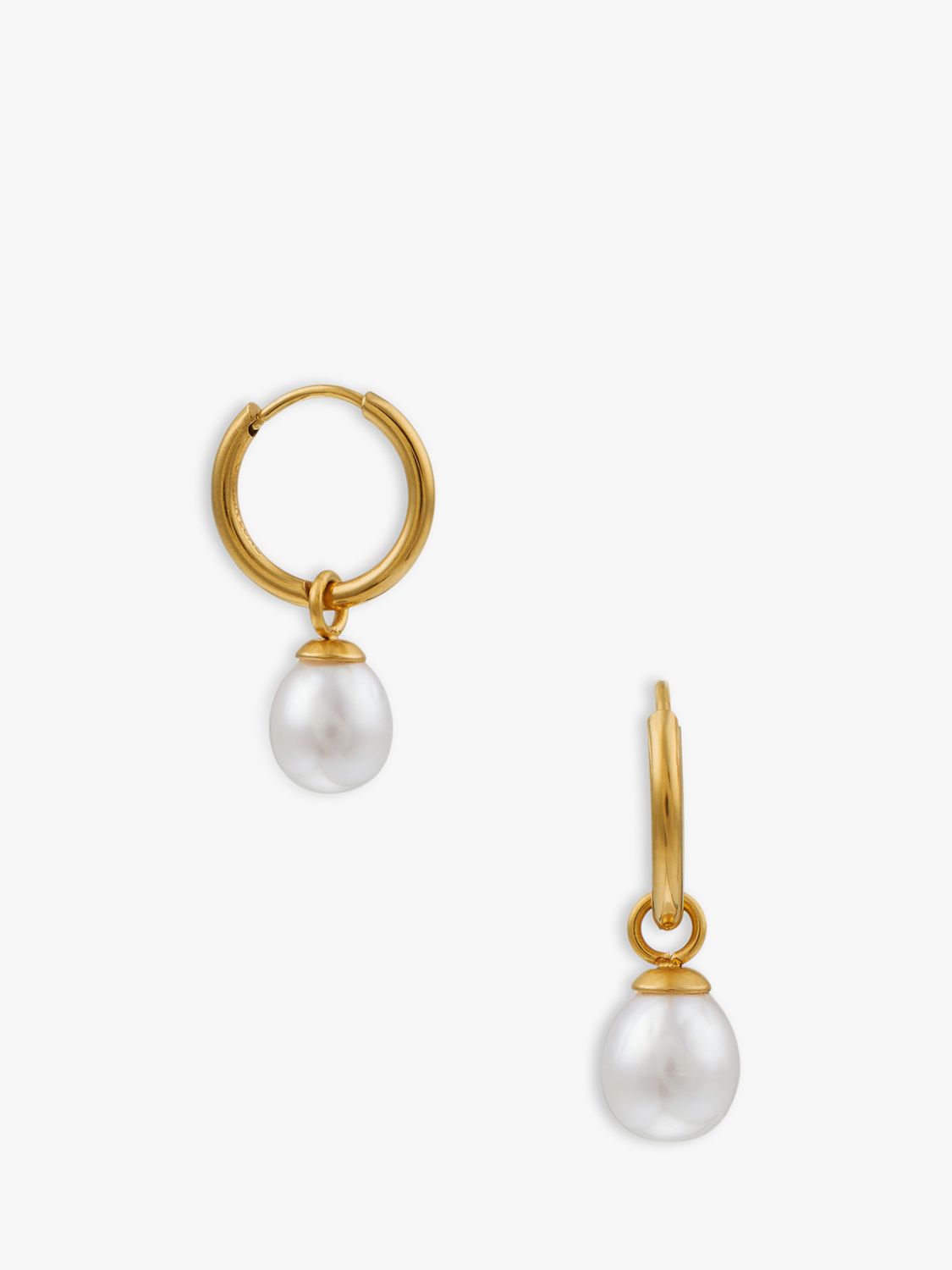 Orelia Luxe Pearl Drop Hoop Earrings, Gold at John Lewis & Partners