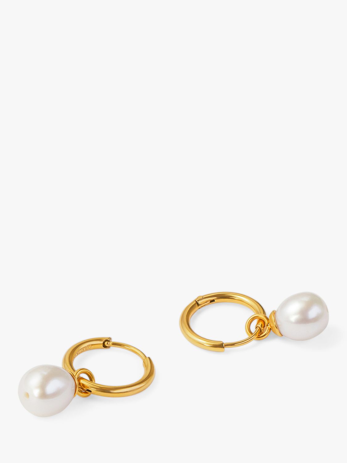 Buy Orelia Luxe Pearl Drop Hoop Earrings, Gold Online at johnlewis.com