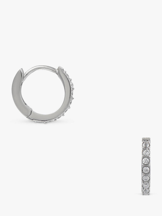 Orelia Luxe Pave Huggie Hoop Earrings, Silver