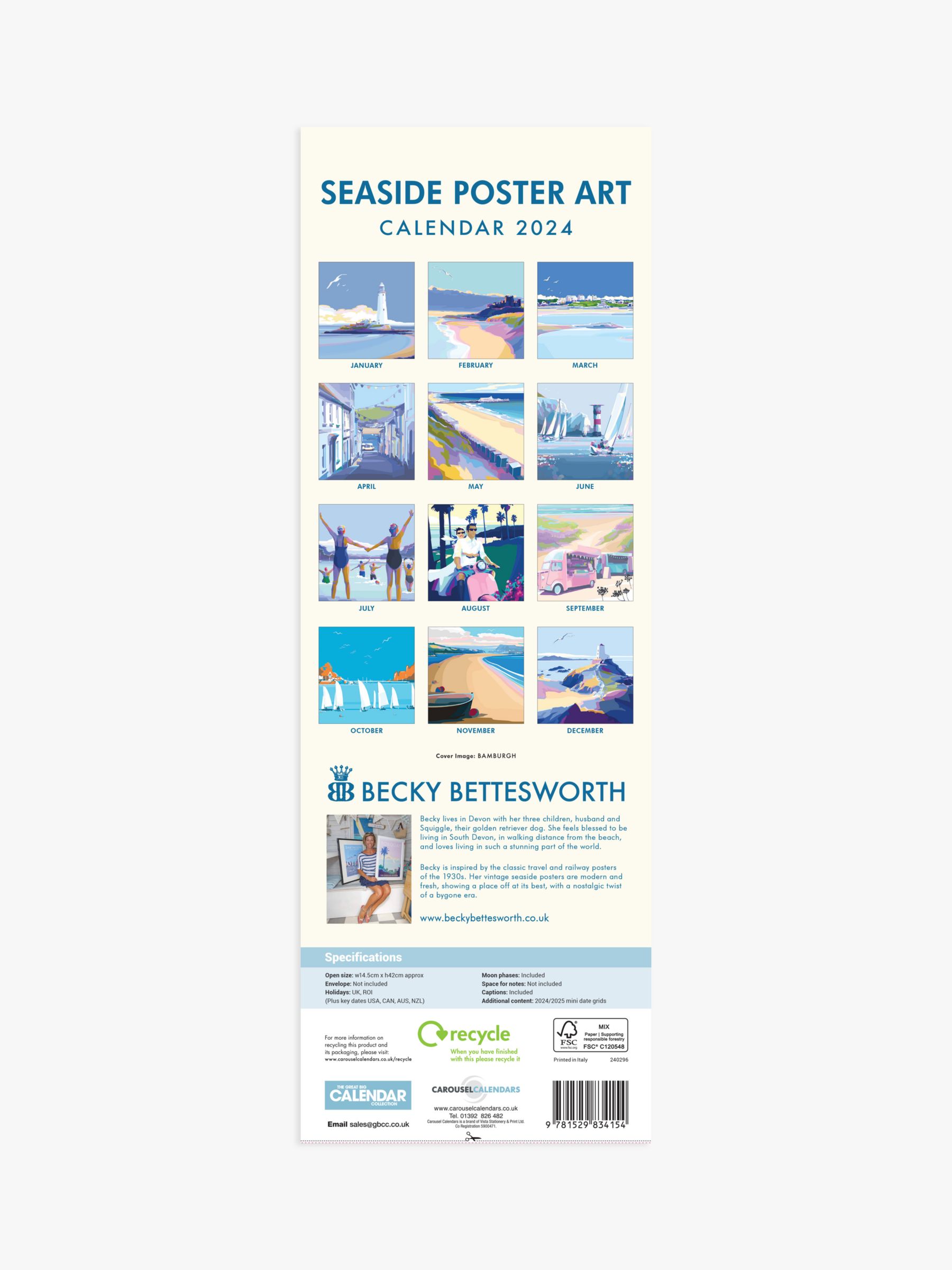 Becky Bettesworth Seaside Poster Art 2024 Calendar, Multi