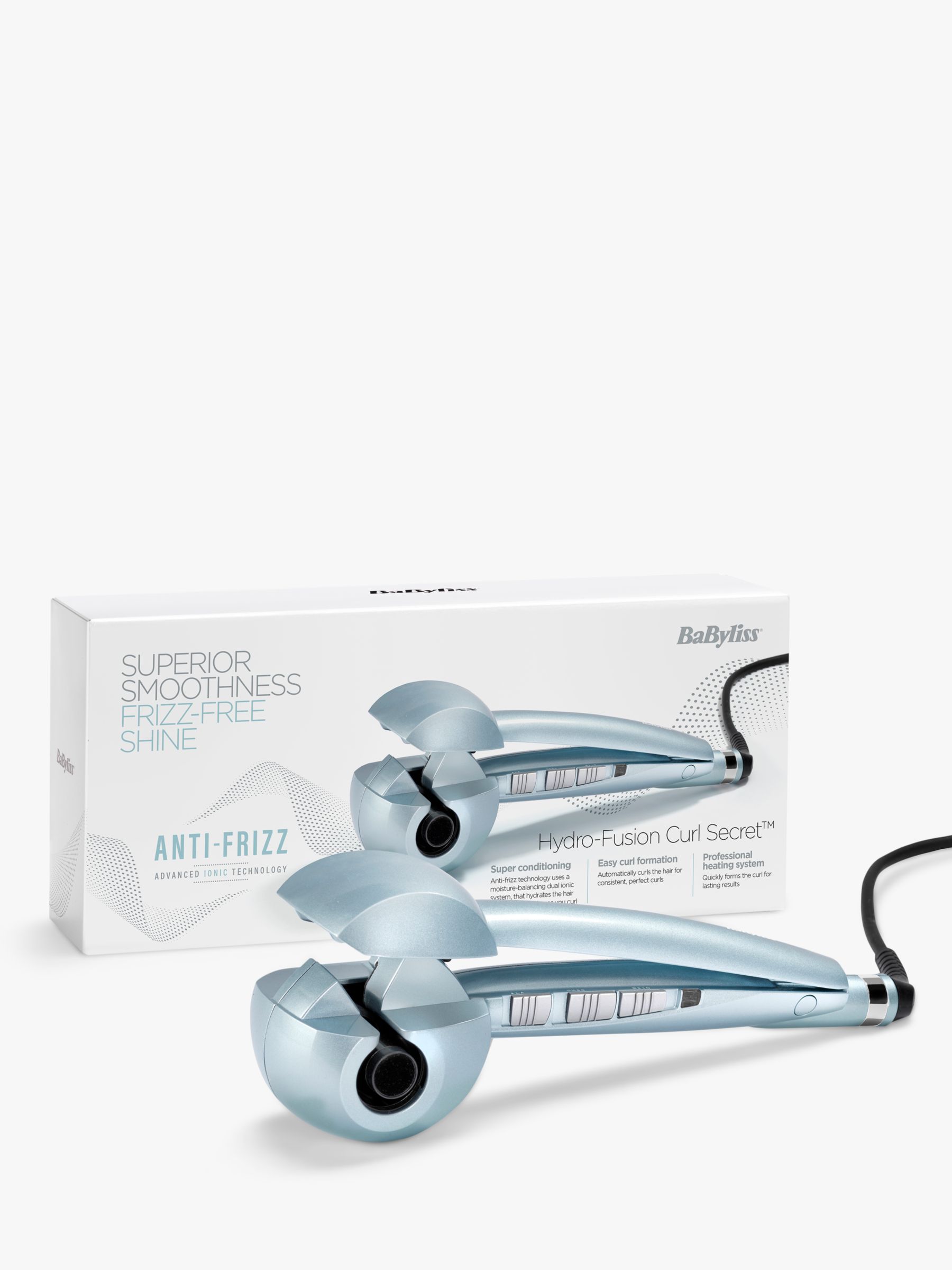 BaByliss Hydro-Fusion Anti-Frizz Curl Secret Automatic Hair Curler, Blue