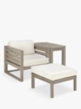KETTLER Padstow Garden Armchair, Footstool & Side Table Set, FSC-Certified (Eucalyptus Wood), Unique Grey