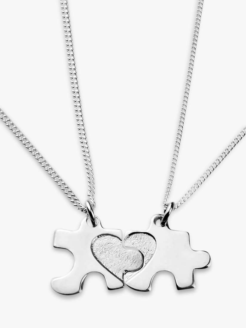 Buy Tales From The Earth Mum & Daughter Jigsaw Heart Pendant Necklace Set, Silver Online at johnlewis.com