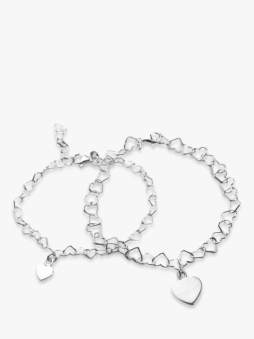 Buy Tales From The Earth Mum & Daughter Linked Heart Bracelet Set, Silver Online at johnlewis.com