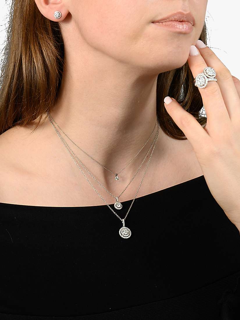 Buy E.W Adams 18ct White Gold Diamond Circle Halo Pendant Necklace Online at johnlewis.com