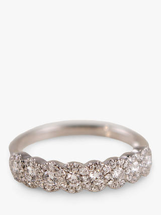 E.W Adams 18ct White Gold Diamond Cluster Eternity Ring, N