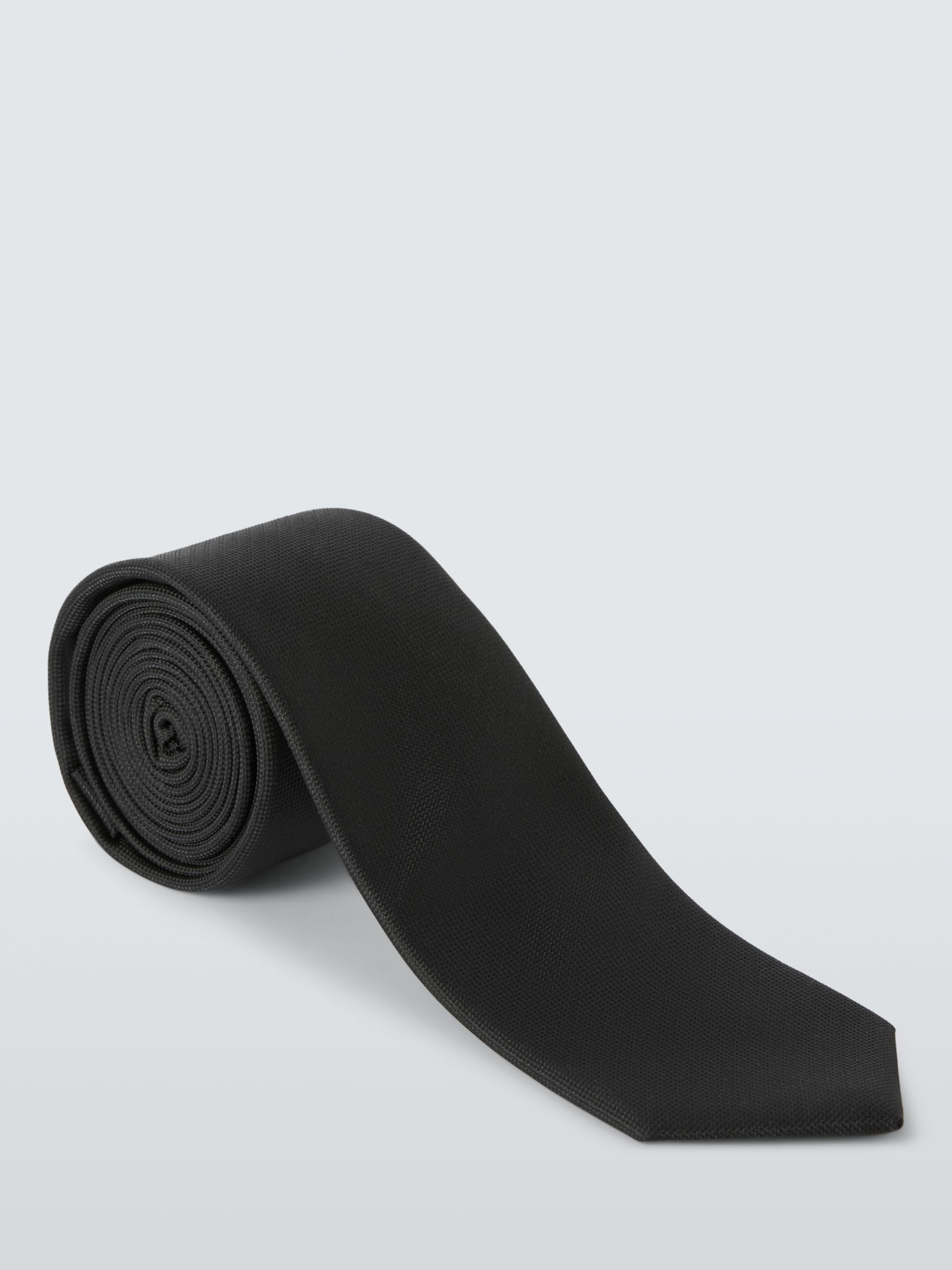 Kin Silk Blend Woven Thin Tie, Black at John Lewis & Partners