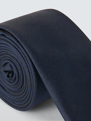 Kin Silk Blend Woven Thin Tie, Navy