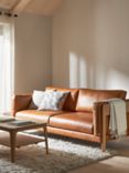 John Lewis Nest Grand 4 Seater Leather Sofa, Light Leg, Butterscotch Leather