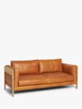 John Lewis Nest Large 3 Seater Leather Sofa, Light Leg, Butterscotch Leather