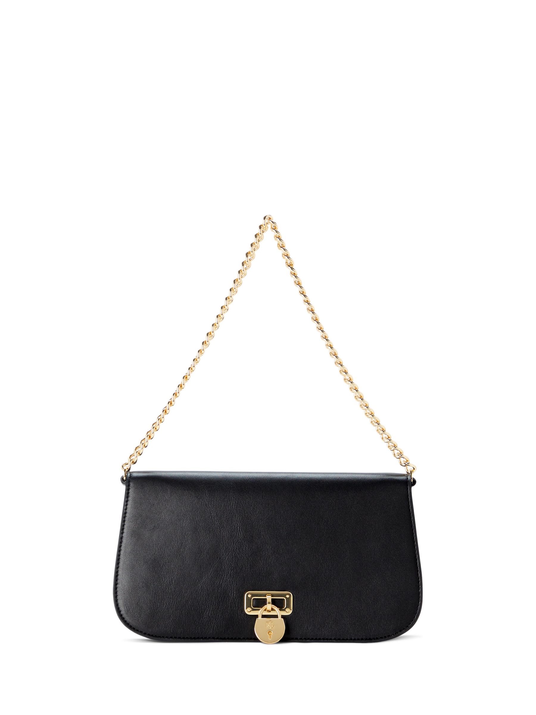 Lauren Ralph Lauren Tanner Leather Shoulder Bag, Black at John Lewis ...