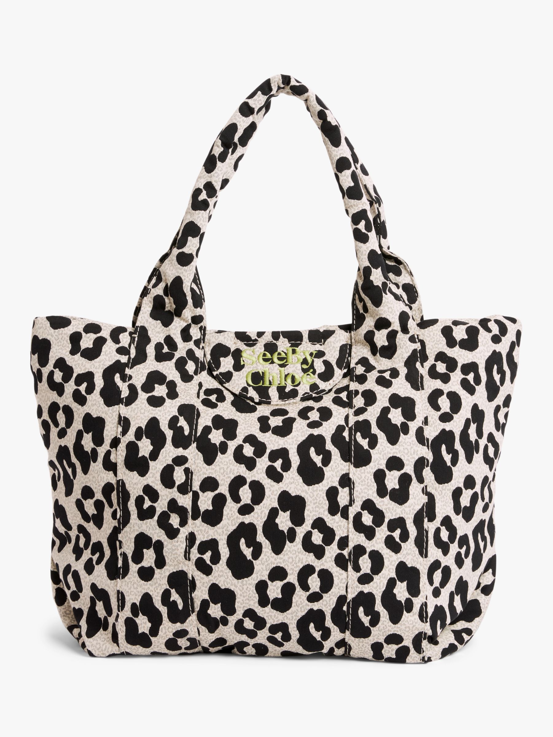 See By ChloÃƒÂ© Lateza Leopard Print Tote Bag, Cement/Beige