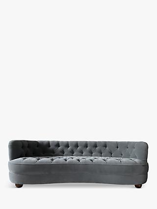 Kensington Range, Tetrad Kensington Velvet Large 3 Seater Sofa, Dark Leg, Powder Grey Velvet
