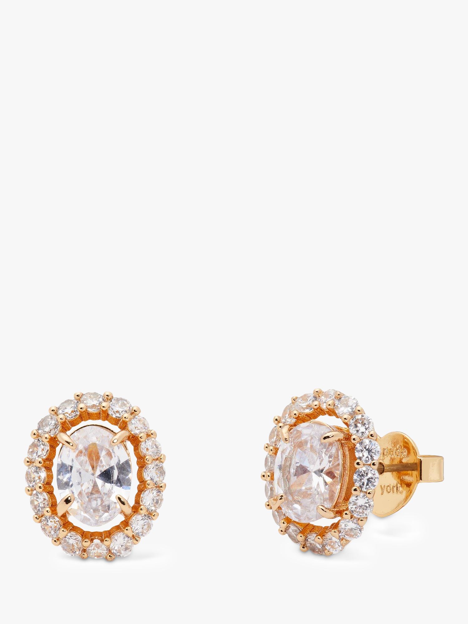 kate spade new york Cubic Zirconia Oval Stud Earrings, Gold/Clear at ...