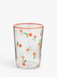 John Lewis Orange Print Glass Tumbler, 510ml, Orange/Clear