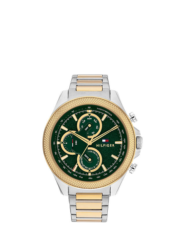 Tommy Hilfiger Men's Chronograph Bracelet Strap Watch, Silver/Green