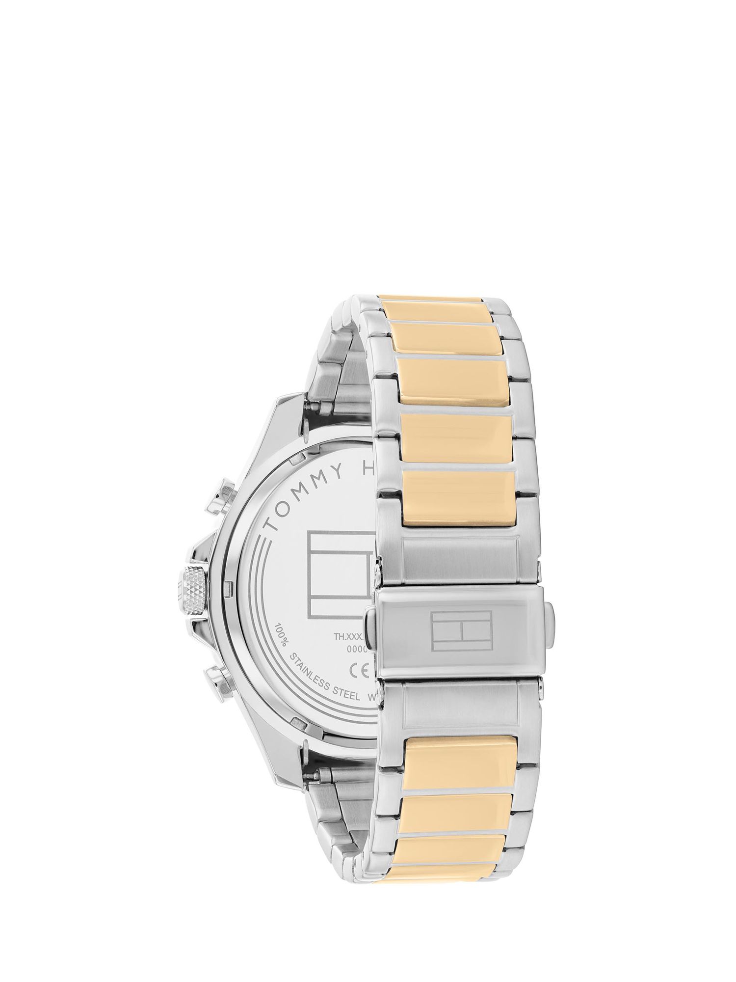 Tommy Hilfiger Men's Chronograph Bracelet Strap Watch, Silver/Green at ...
