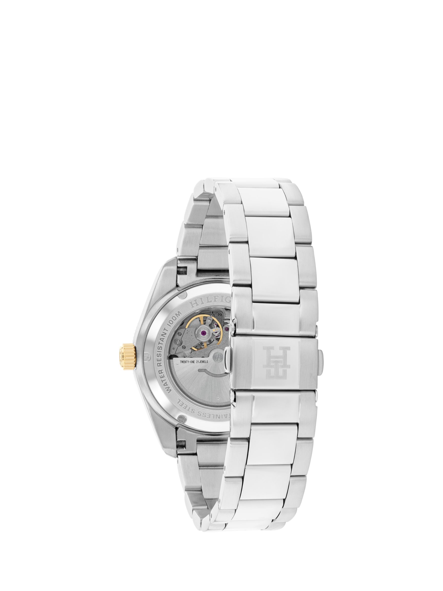 Tommy Hilfiger Men's Automatic Date Bracelet Strap Watch, Silver/White ...
