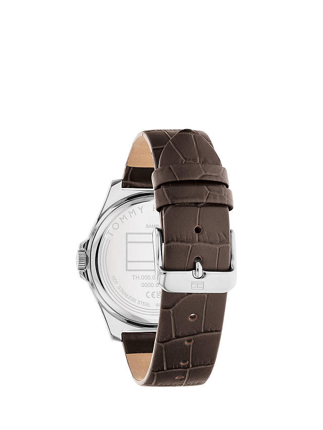 Tommy Hilfiger 1710549 Men's Leather Strap Watch, Brown/Navy at John Lewis  & Partners