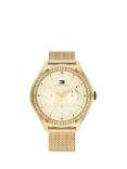 Tommy Hilfiger 1782655 Women's Chronograph Crystal Detail Mesh Strap Watch, Gold