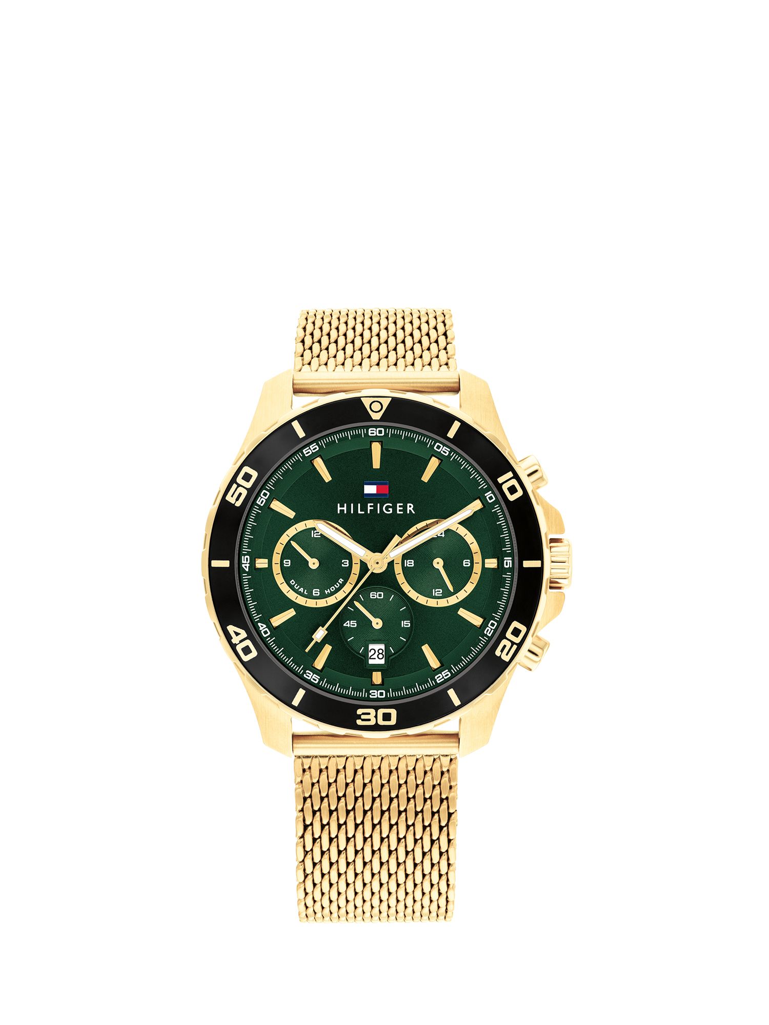 Tommy Hilfiger 1792093 Men's Jordan Mesh Strap Watch, Gold