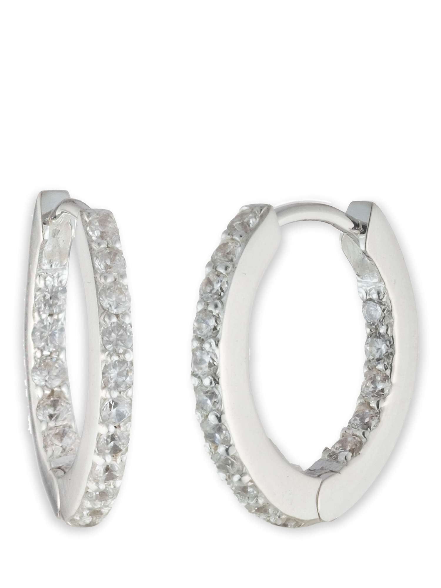 Buy Lauren Ralph Lauren Sterling Silver Cubic Zirconia Huggie Hoop Earrings, Silver Online at johnlewis.com