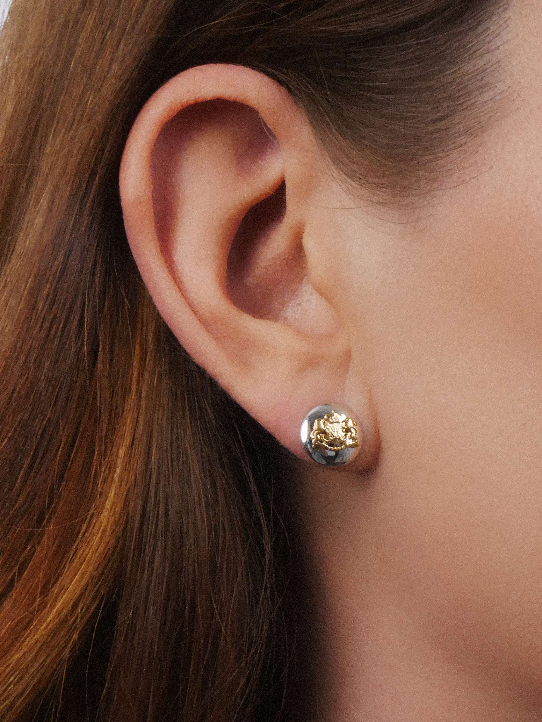 Buy Lauren Ralph Lauren Sterling Silver Regal Round Stud Earrings, Silver/Gold Online at johnlewis.com