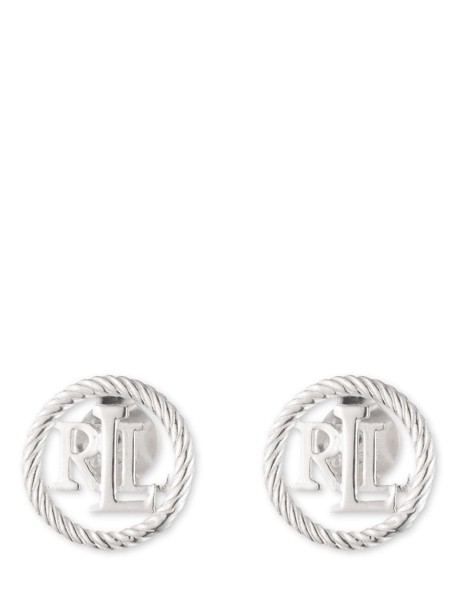 Buy Lauren Ralph Lauren Sterling Silver Monogram Stud Earrings, Silver Online at johnlewis.com