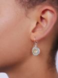 Lauren Ralph Lauren Sterling Silver Logo Round Hook Drop Earrings, Silver/Gold