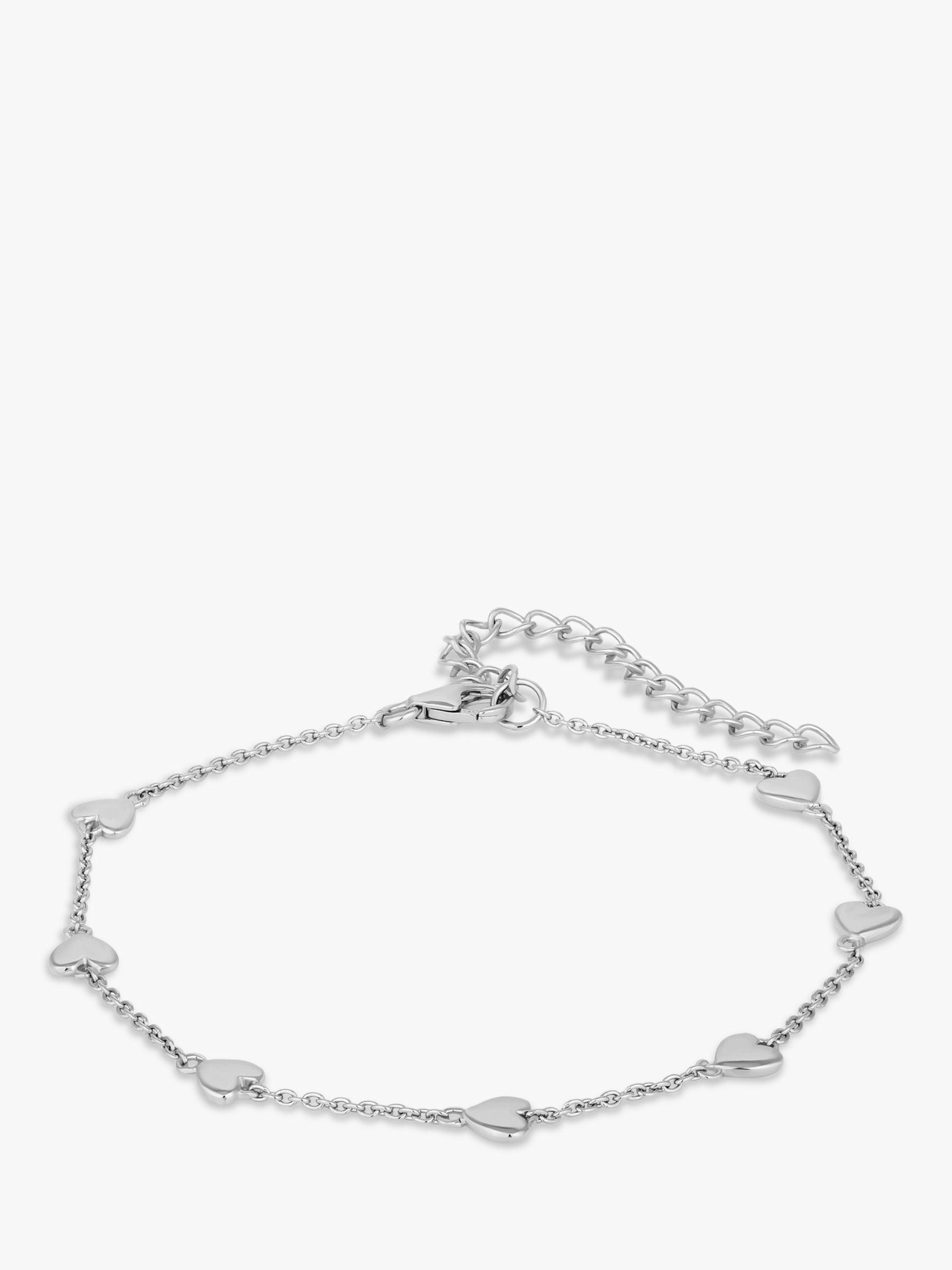 Simply Silver Heart Station Bracelet, Silver at John Lewis & Partners