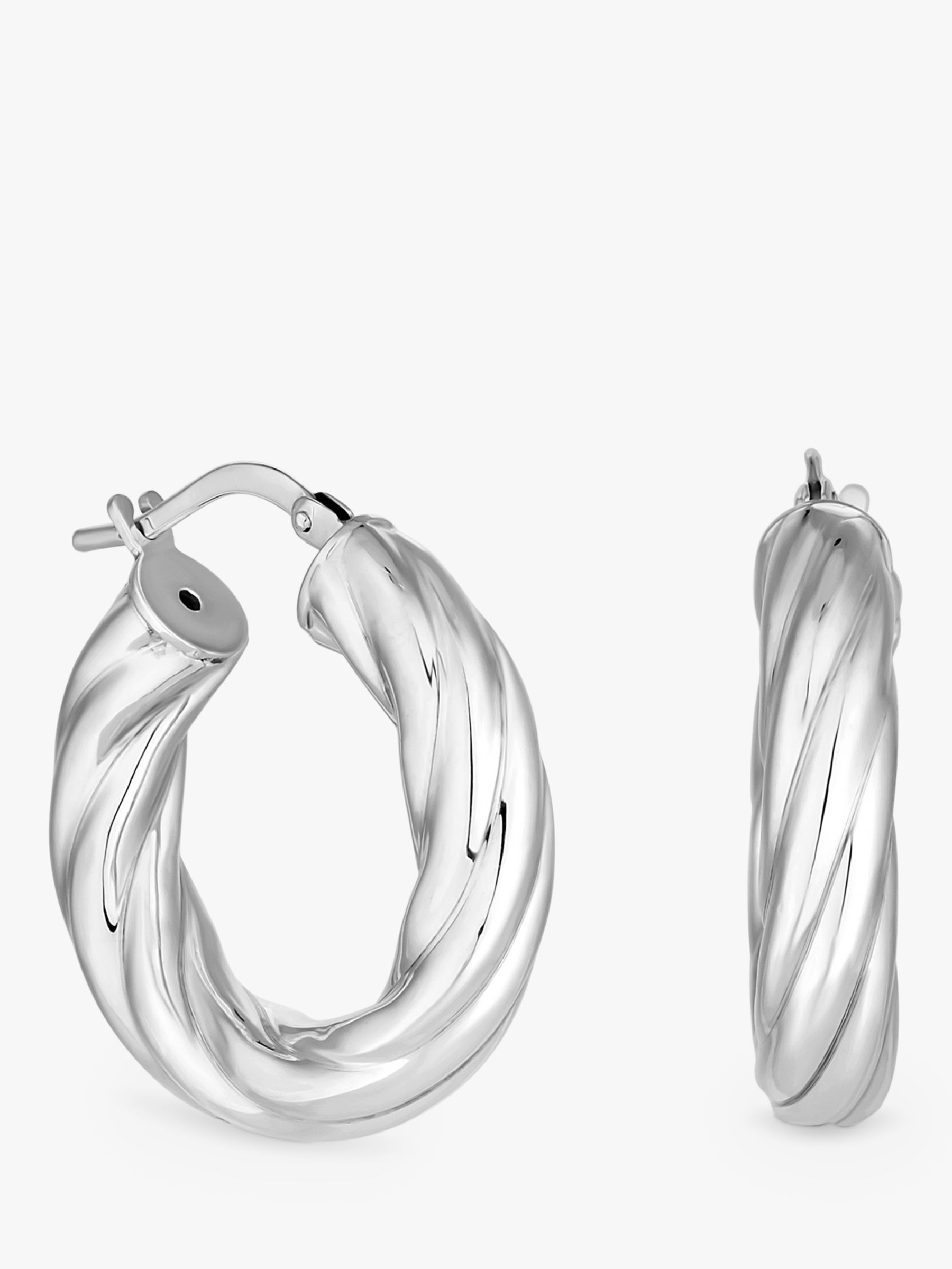 Simply Silver Twist Hoop Earrings, Silver