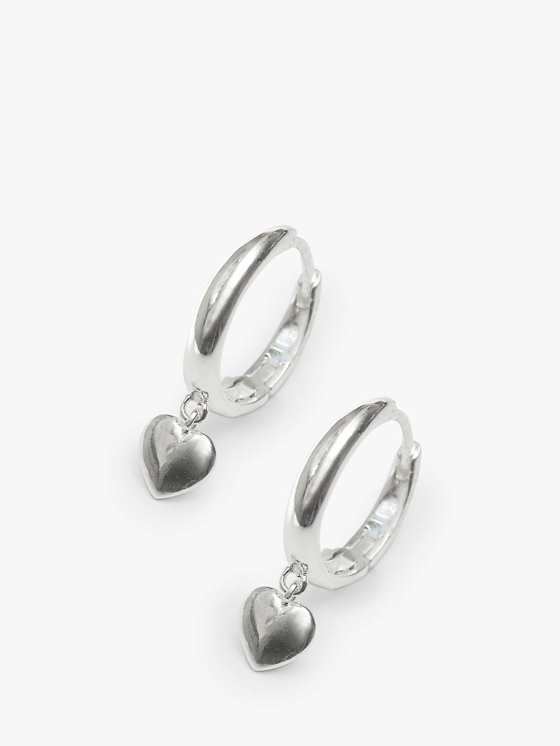 Buy Simply Silver PolishedHeart Hoop Earrings, Silver Online at johnlewis.com